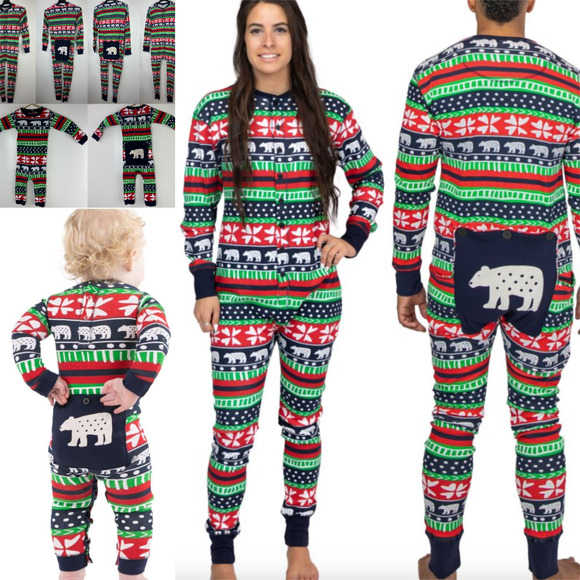 *Flawed Lazy One 3 Pc Lot Adult Toddler One Piece PJ Flapjack Bear Bum Flap Butt - Picture 1 of 16